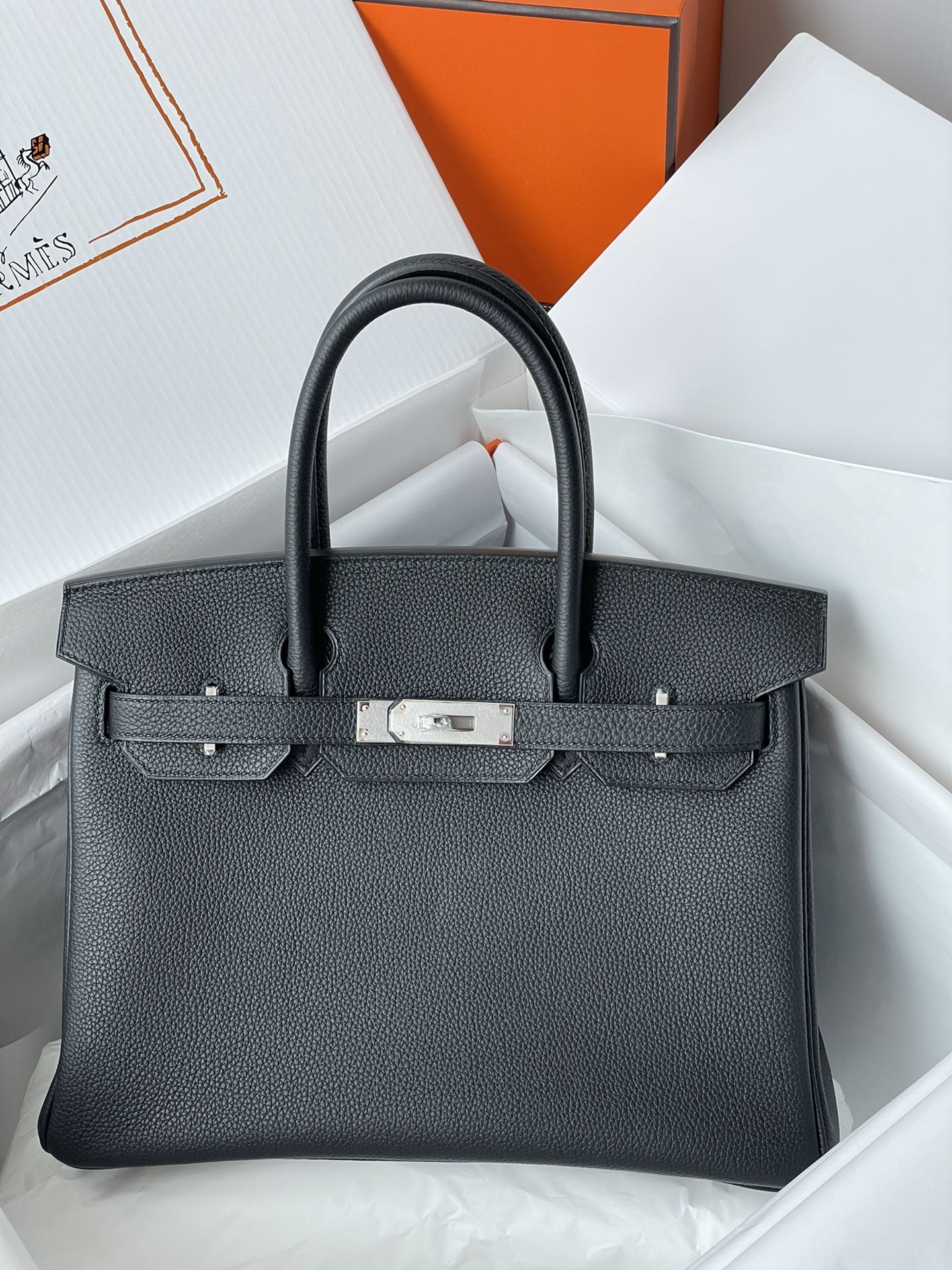 Hermes Birkin 30CM Togo Leather Handbag Black